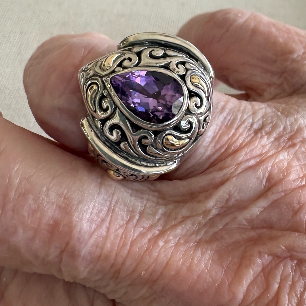 Samuel B (BJC) Sterling Silver with 18k Gold Tone Accents Amethyst Ring